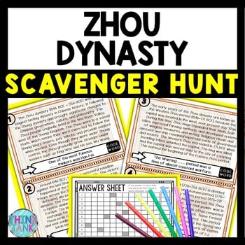 Zhou Dynasty Scavenger Hunt Reading Comprehension Activity - Ancient China