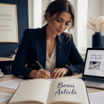 beau article pour blog, rédactrice et bureau moderne