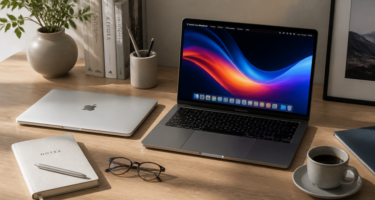 Comparatif MacBook Air et Pro sur un bureau