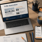 newsletter innovation sur ordinateur portable au bureau