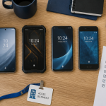 smartphone professionnel sur bureau moderne