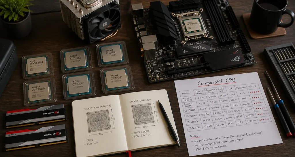 Comparatif processeur AMD et Intel sur bureau moderne