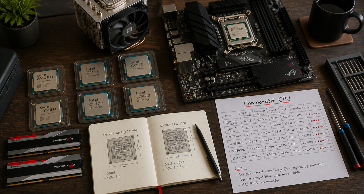 Comparatif processeur AMD et Intel sur bureau moderne