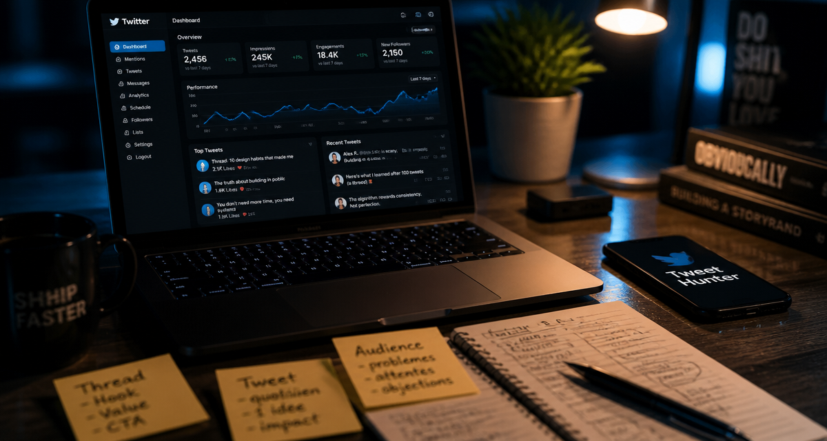 tweet hunter interface gestion twitter sur ordinateur