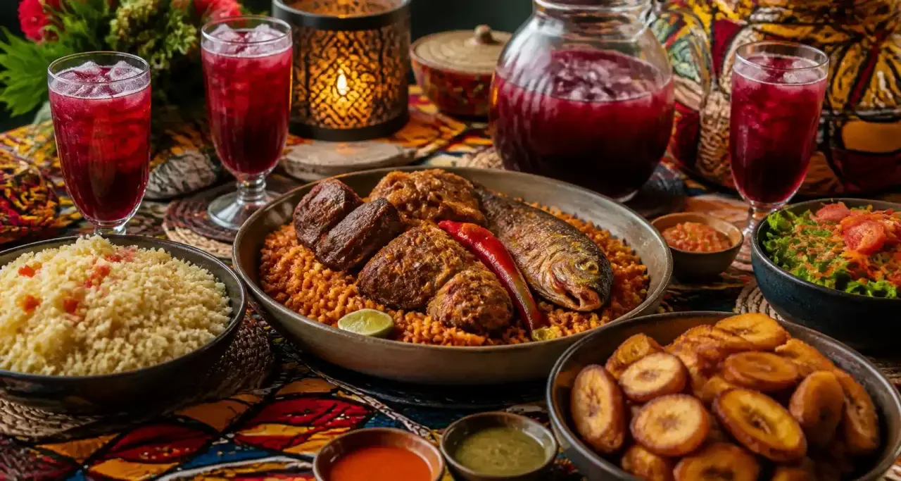 Table partagée avec plats africains
