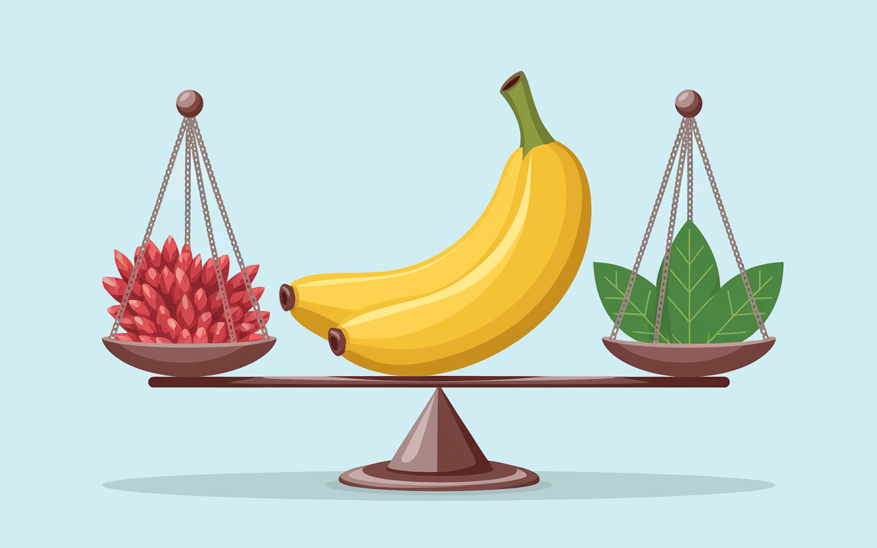 banane face à la goutte balance