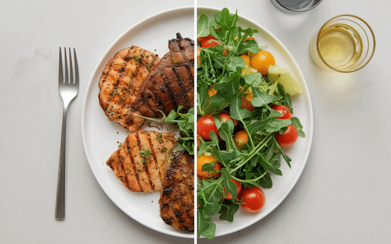 Salade verte avec pierrade
