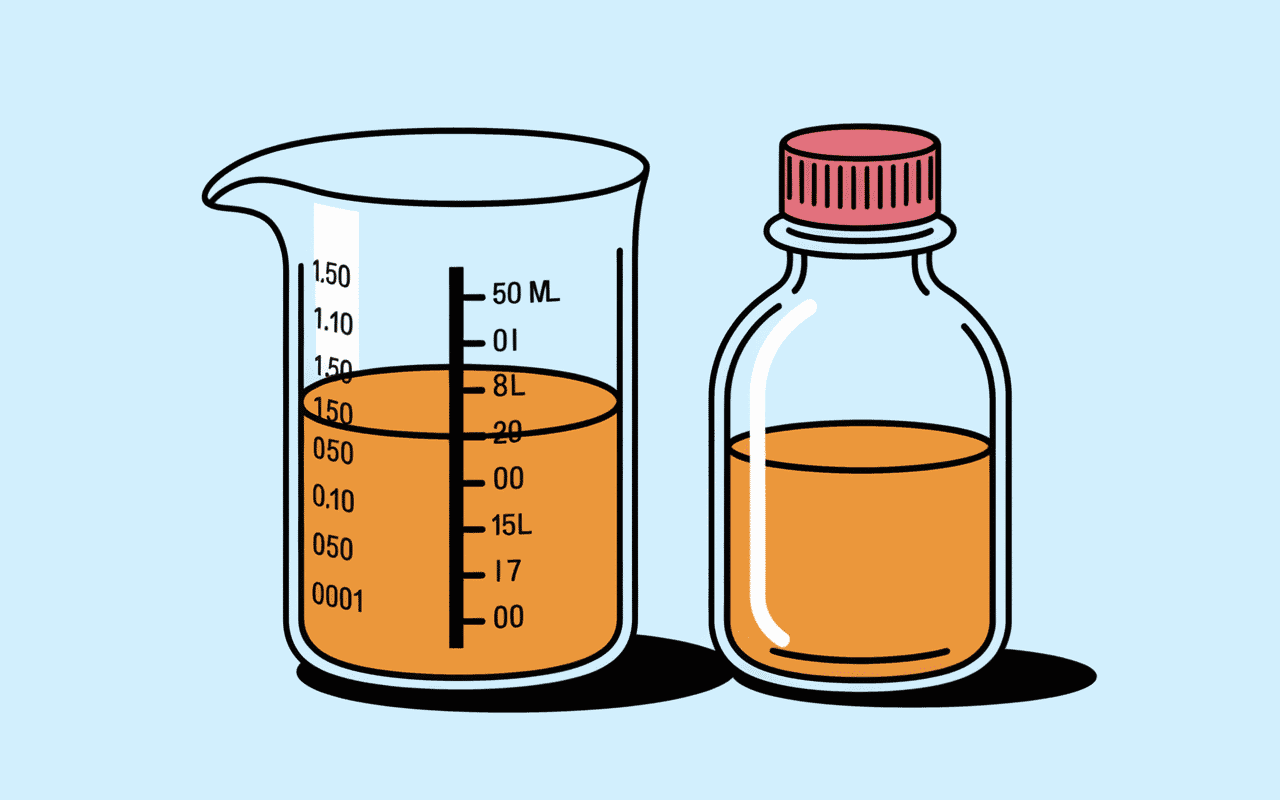 Illustration pédagogique 150 ml en l conversion