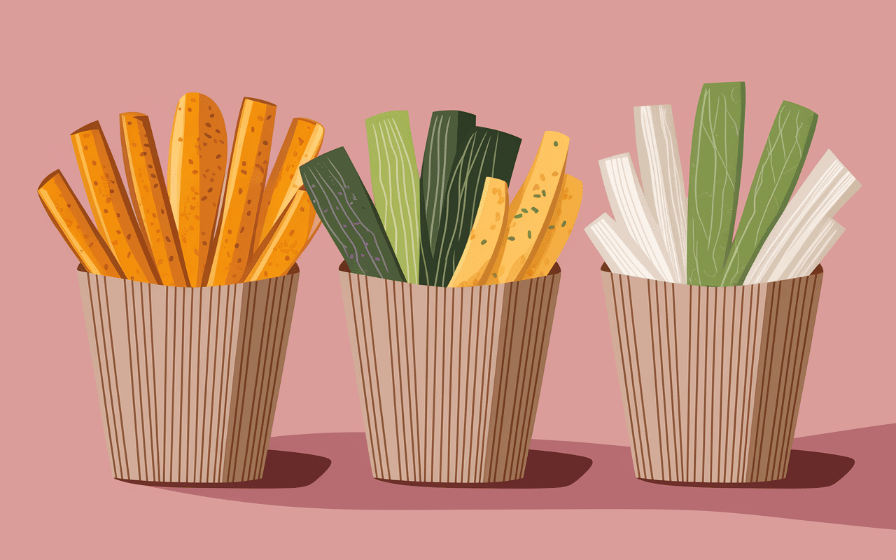 Frites et chips de légumes pour burger