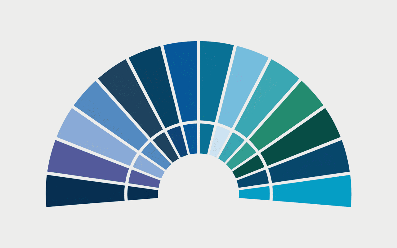 Cercle chromatique avec bleu et nuances