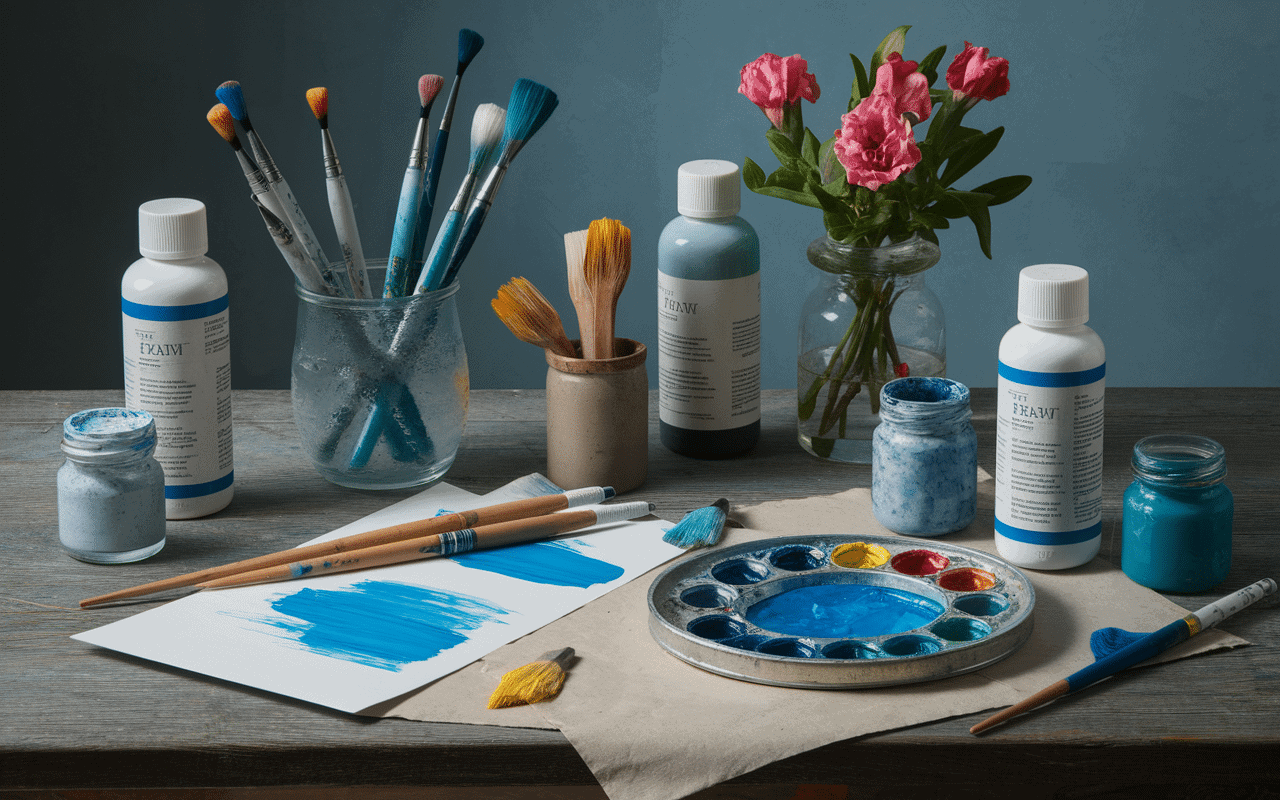 Différents médiums pour créer du bleu
