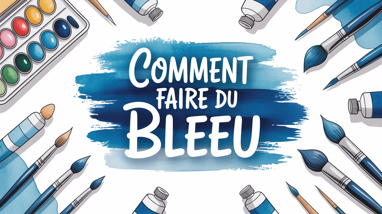 Palette de peintre avec nuances de bleu et outils artistiques