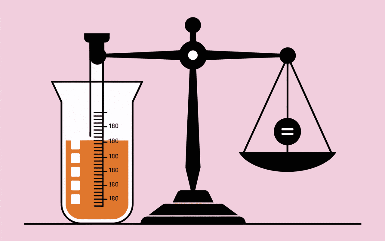 Illustration de la conversion cl en gramme avec balance