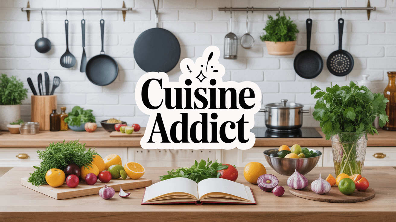 Cuisine moderne avec ustensiles et ingrédients frais