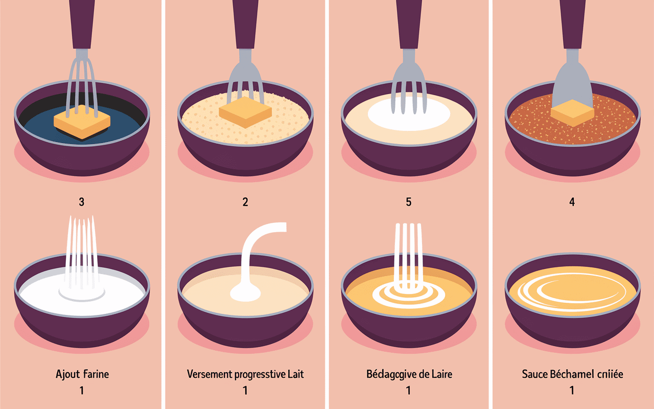 Étapes sauce bechamel robot