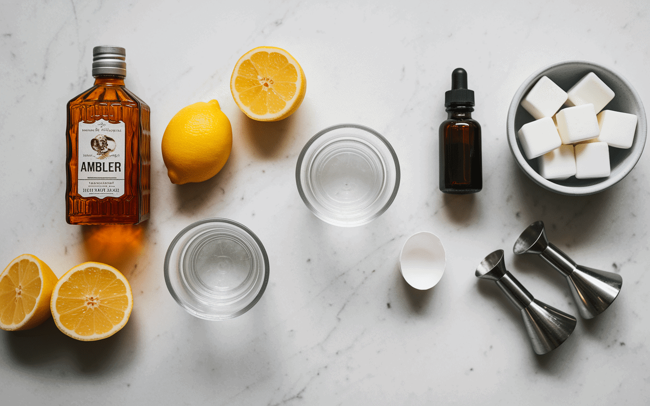Ingrédients pour préparer un amaretto sour