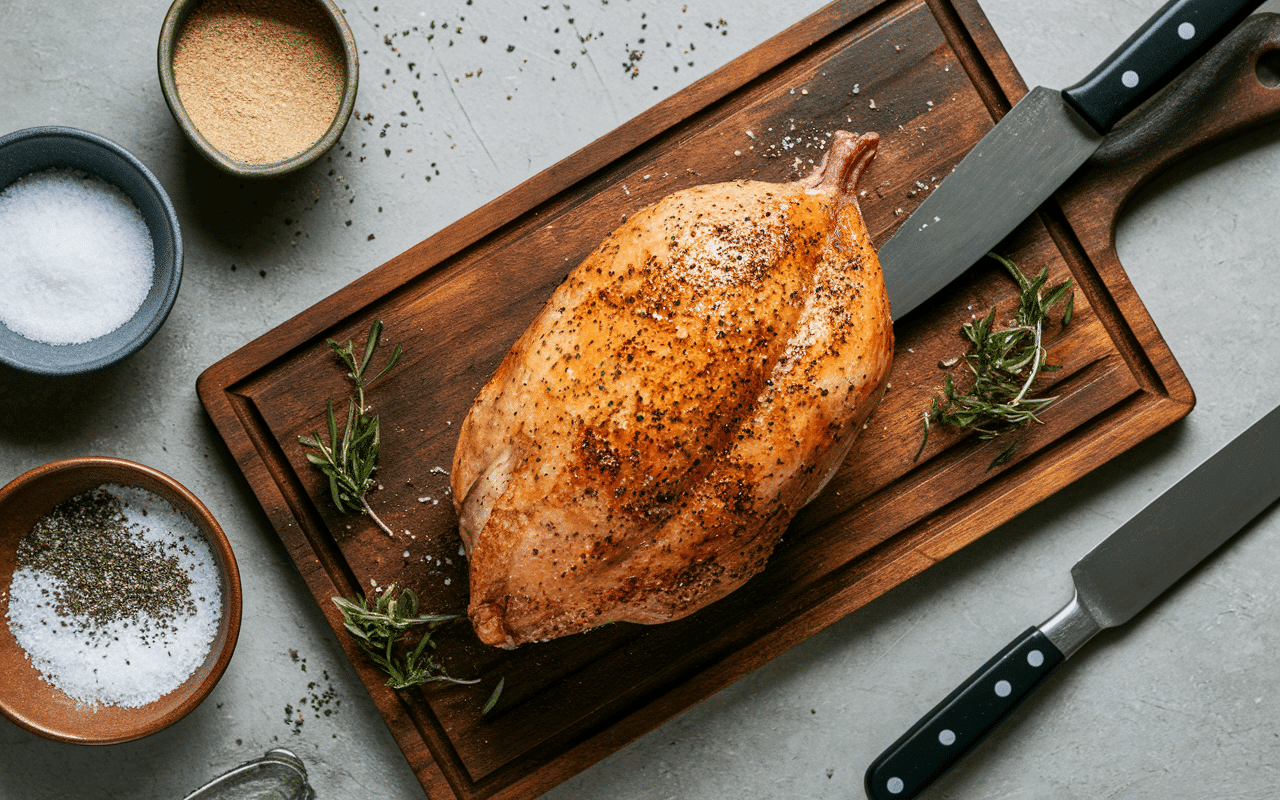 Magret de canard cru avec peau incisée en croisillons