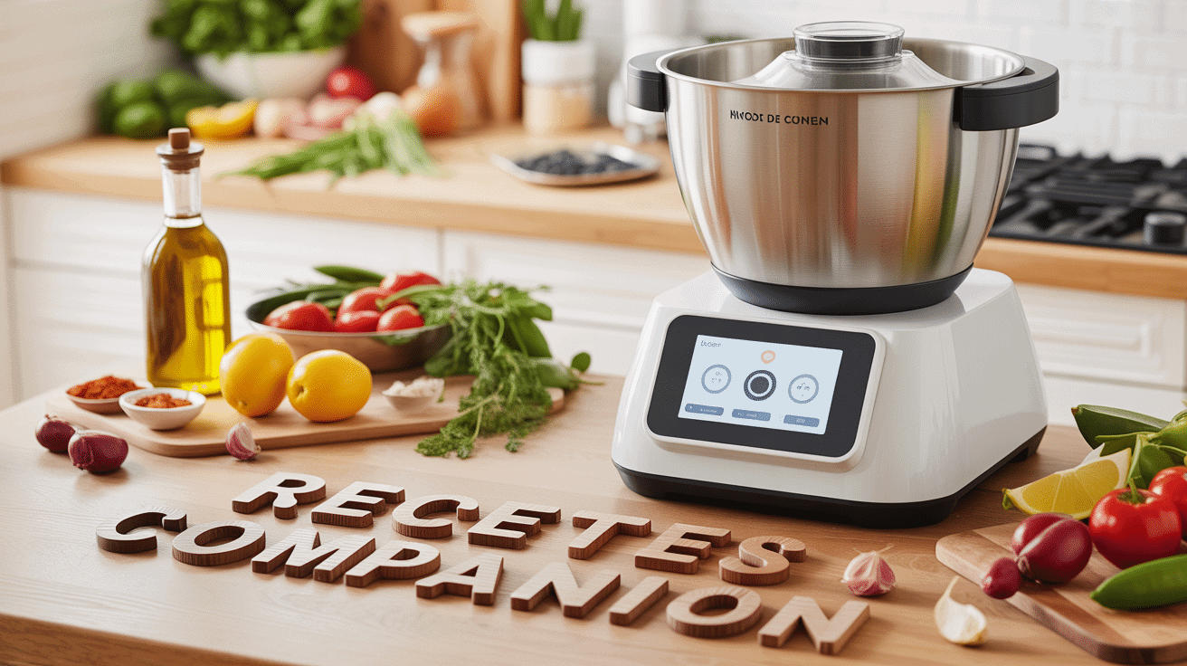 Robot cuisine multifonction avec ingrédients méditerranéens