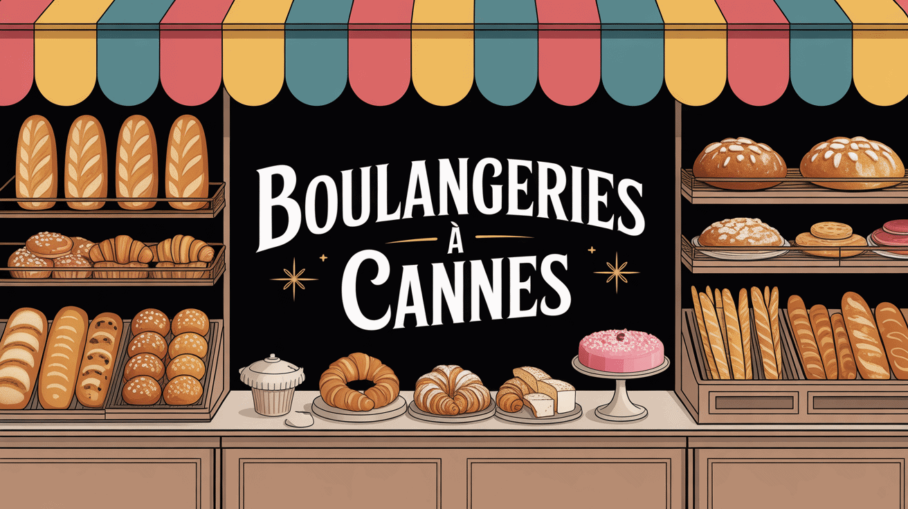 Vitrine boulangerie Cannes avec pains et croissants