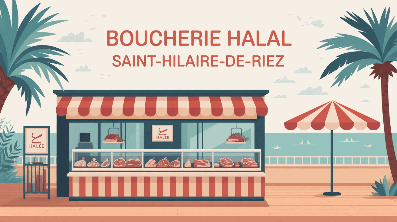 Vitrine boucherie halal Saint Hilaire de Riez bord de mer