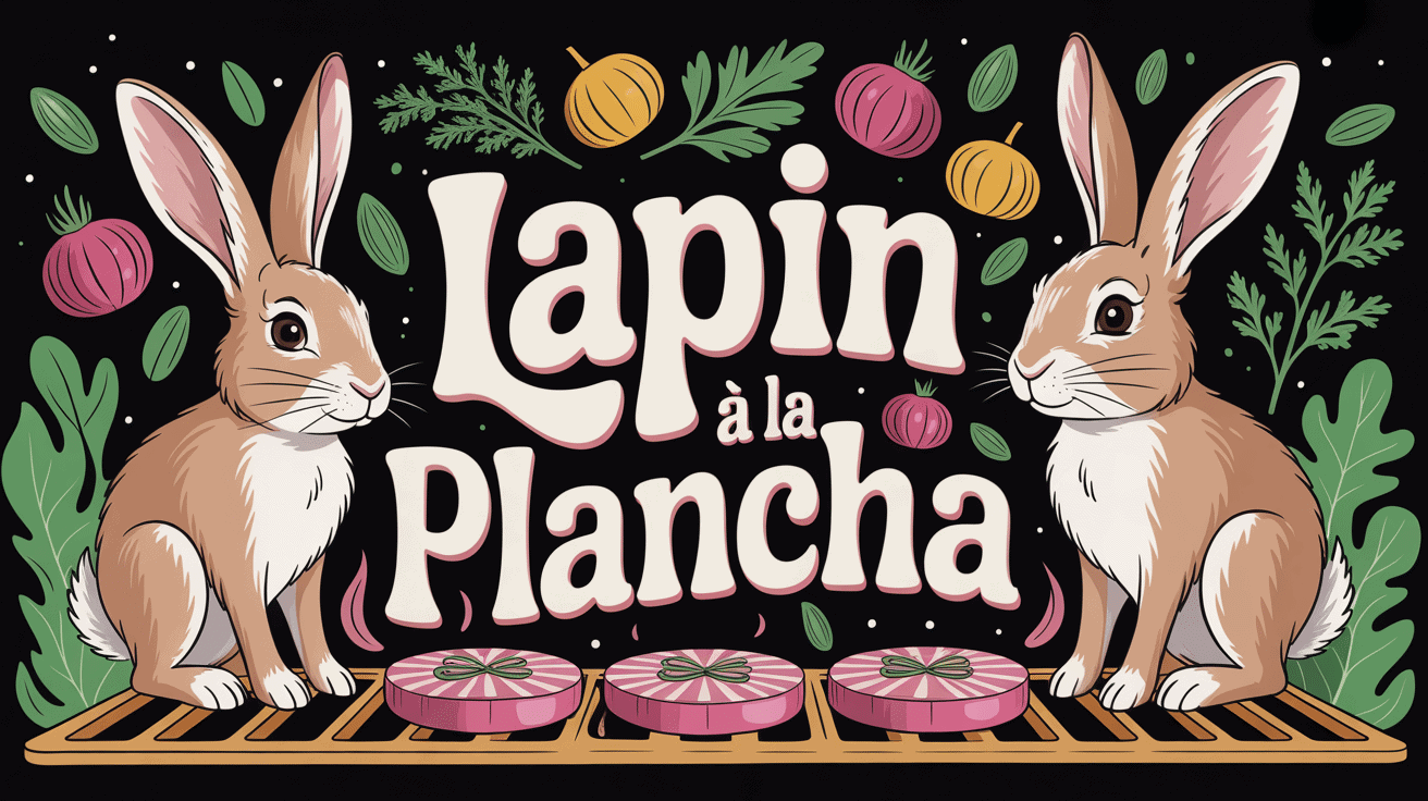 Lapin plancha doré et légumes sur plancha