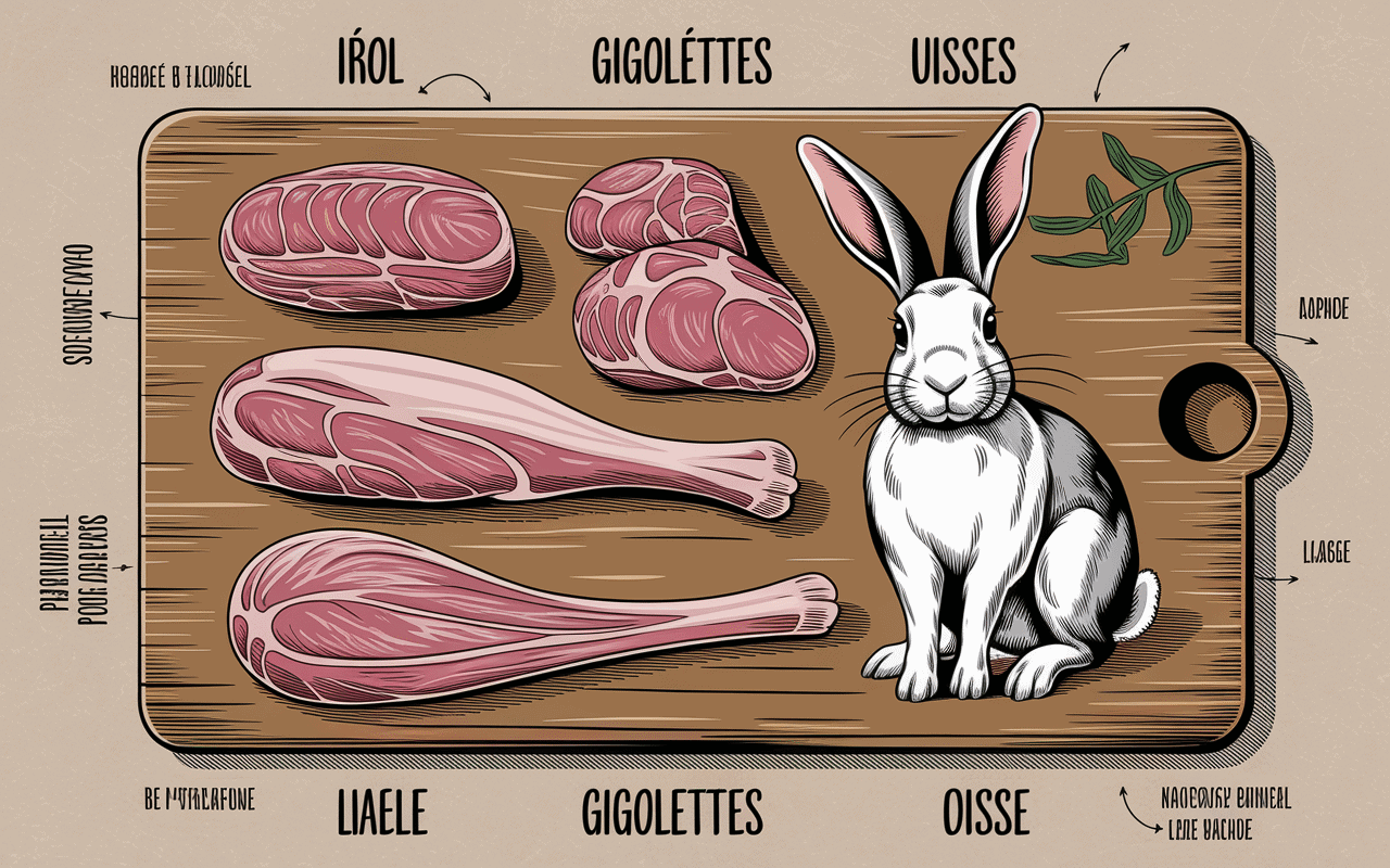 Découpe morceaux lapin plancha