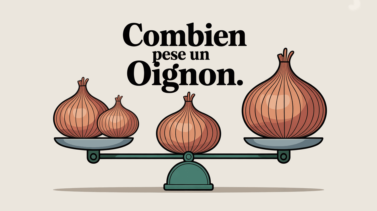 Poids oignon différentes tailles sur balance