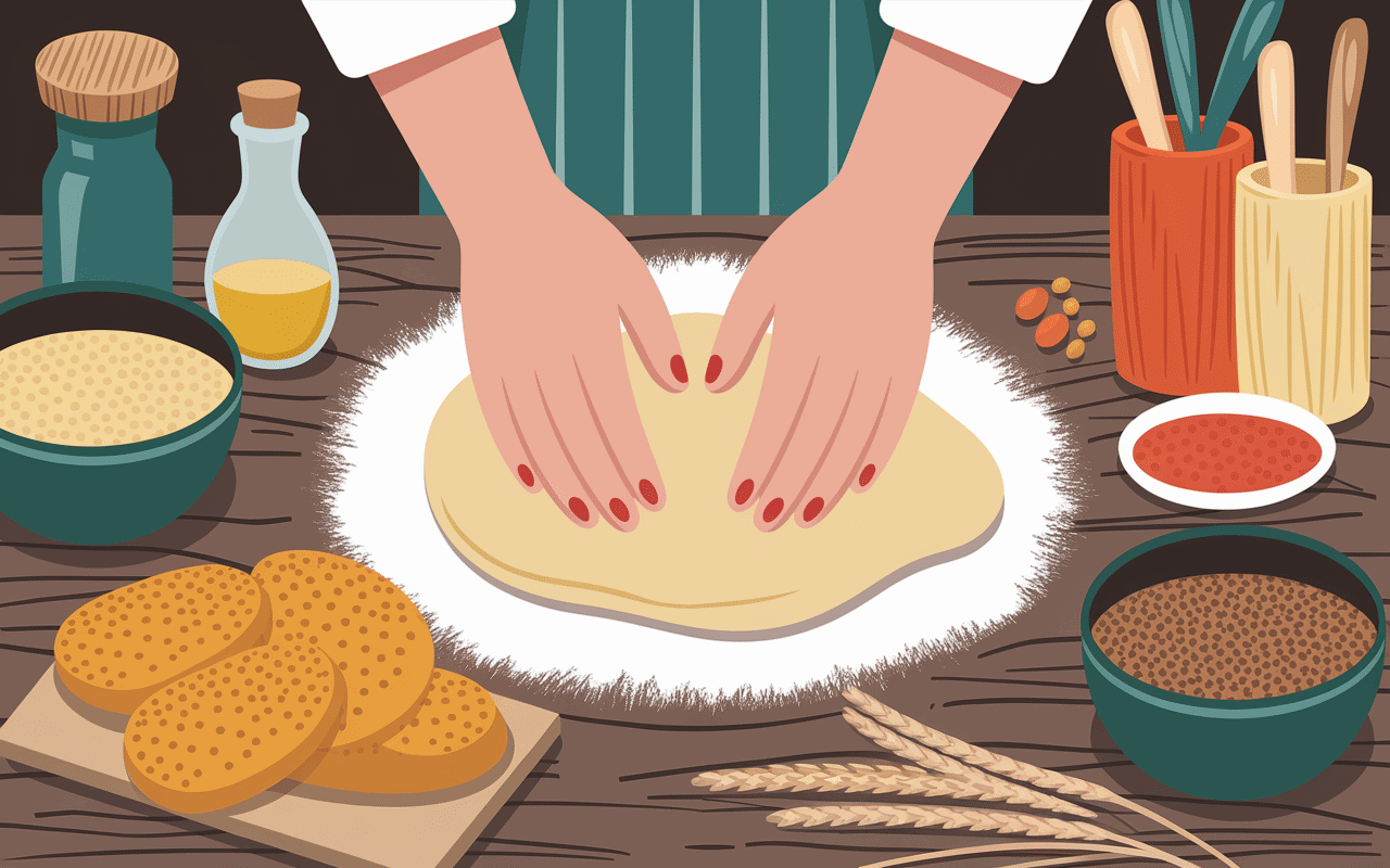 pétrissage galette juif avec ingrédients traditionnels