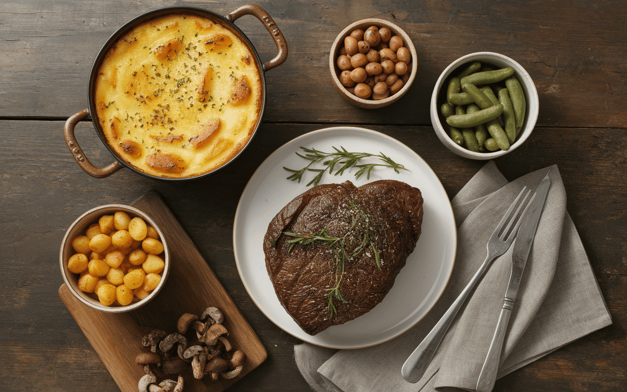 accompagnement cote de boeuf traditionnel gratin légumes