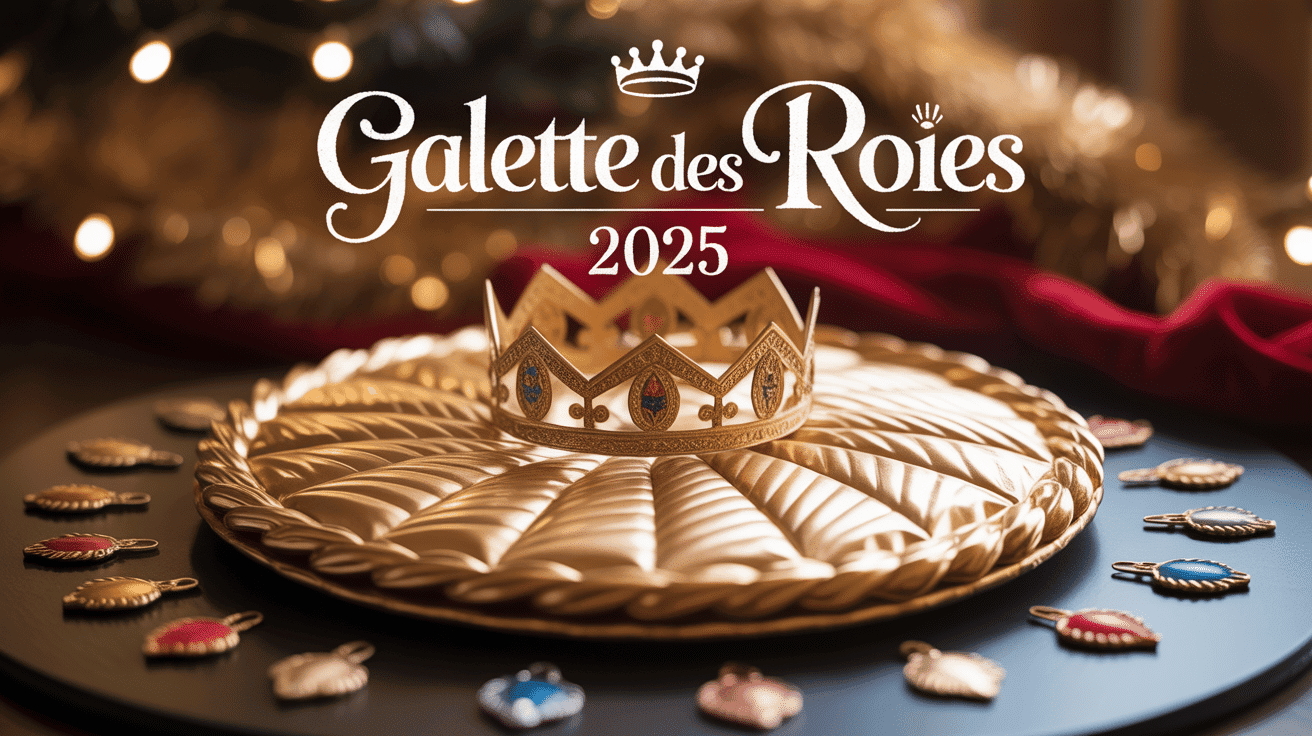 Galette des rois 2025 couronnée et fèves dorées