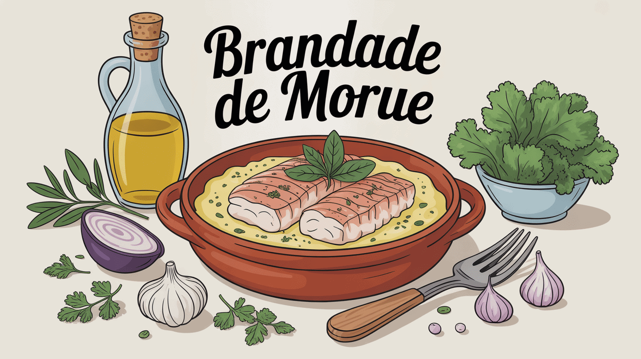 Plat de brandade de morue crémeuse avec ingrédients méditerranéens