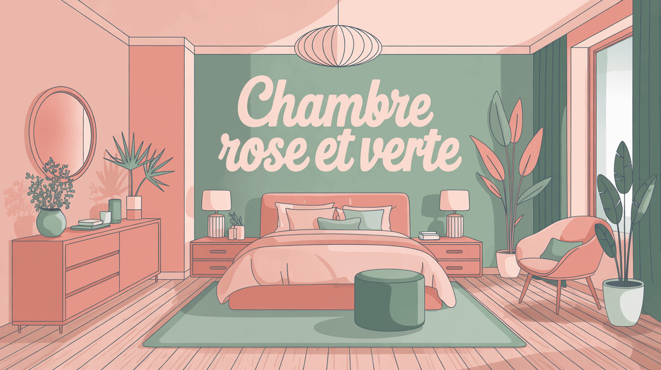 chambre rose et verte ambiance douce moderne
