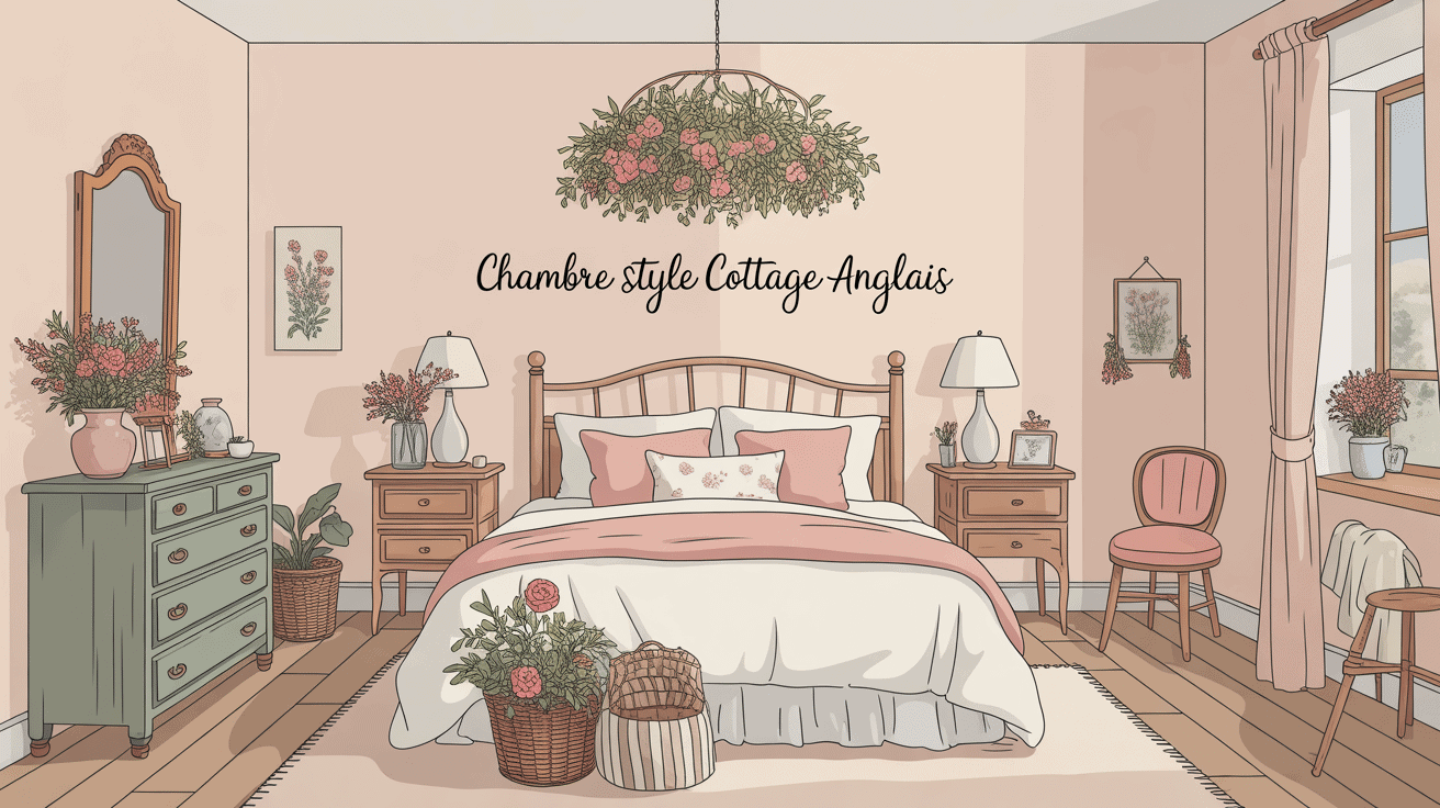 chambre style cottage anglais cosy romantique