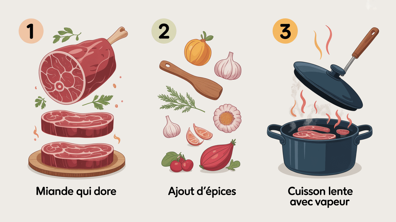 cuisson étapes tajine agneau infographie