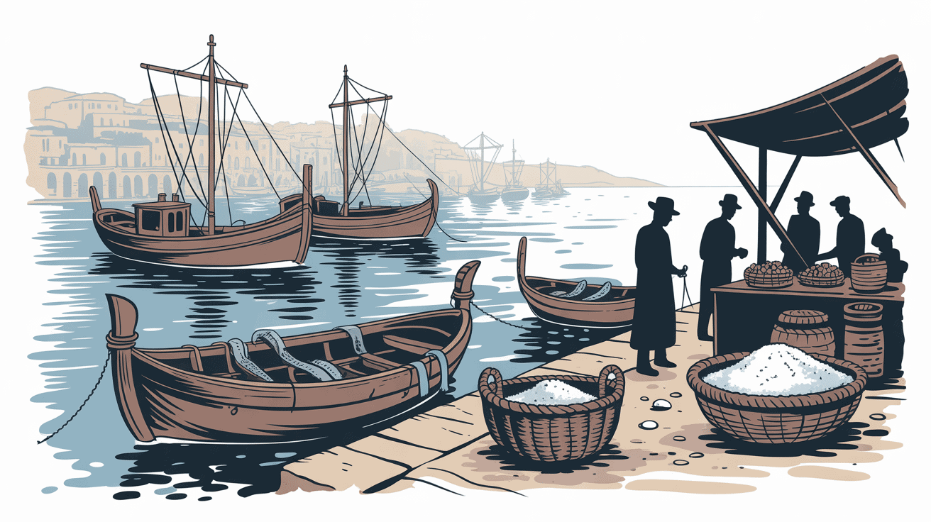Port méditerranéen historique et morue sèche pour brandade de morue