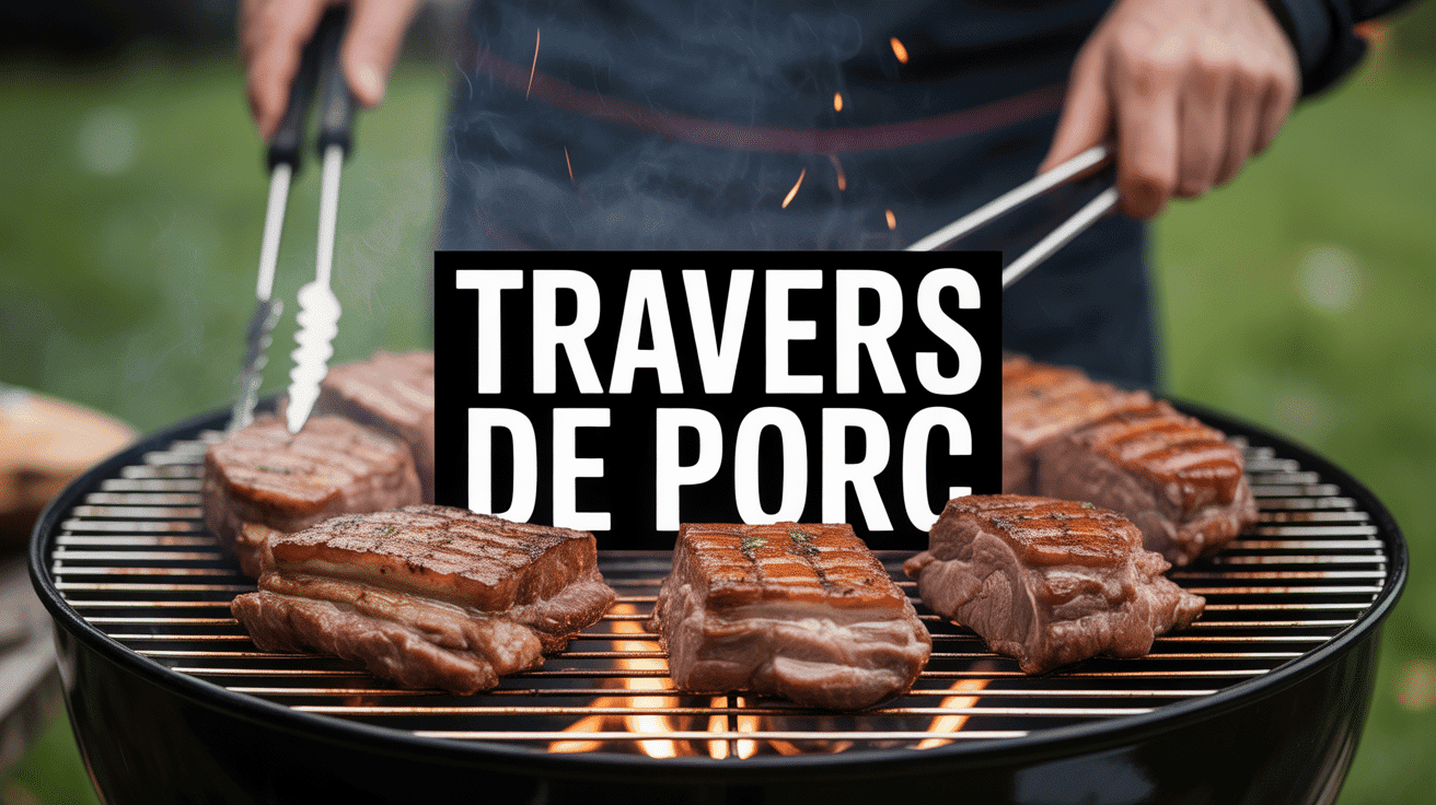 travers de porc grillés sur barbecue