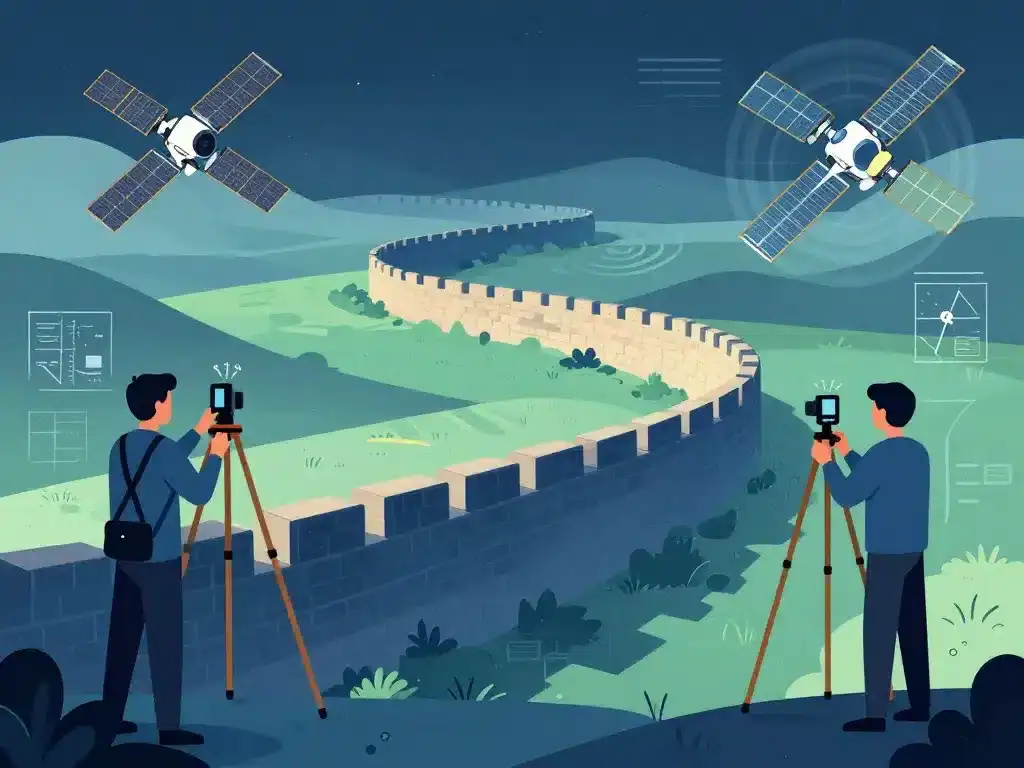 illustration chercheurs technologie analyse muraille de chine longueur