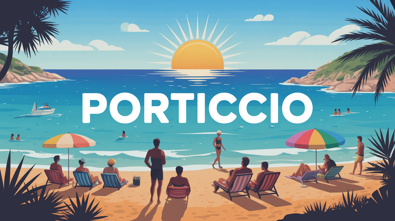 illustration station balnéaire porticcio plages sable et mer
