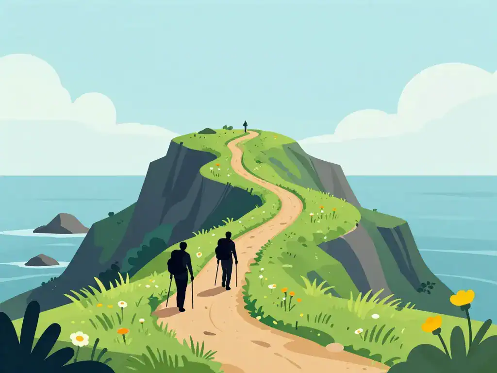 illustration scene randonnée pointe de pen hir sentiers