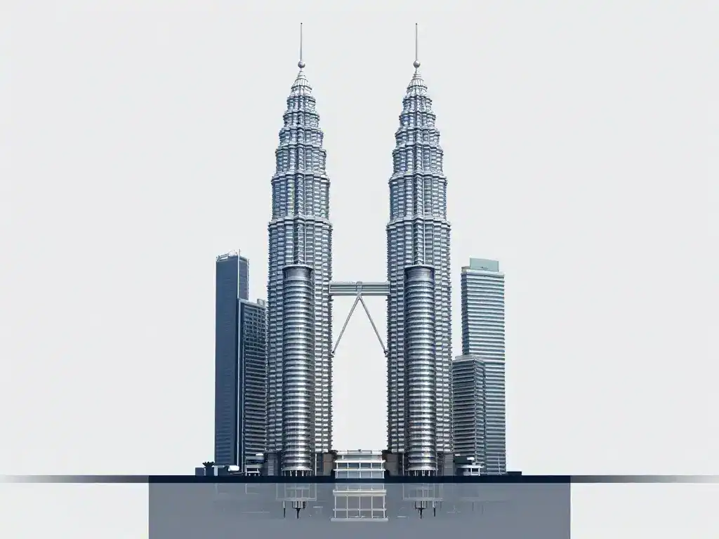 Schéma concept tour petronas hauteur niveaux fondations