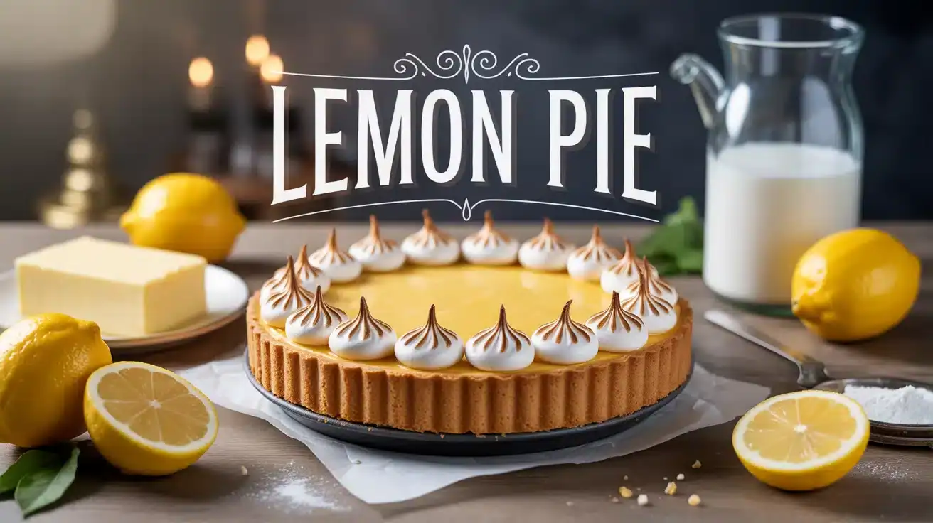 lemon pie élégante avec ingrédients frais sur table