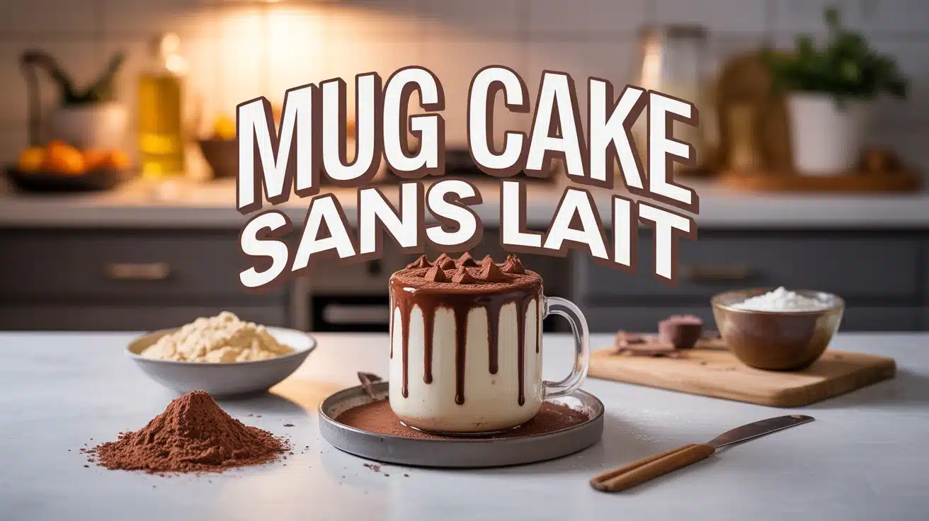 Illustration mug cake sans lait chocolat ingrédients
