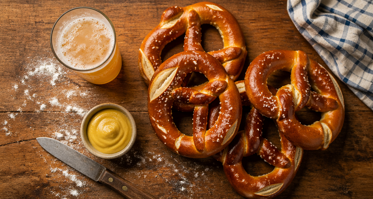 bretzel maison alsacien doré sur bois