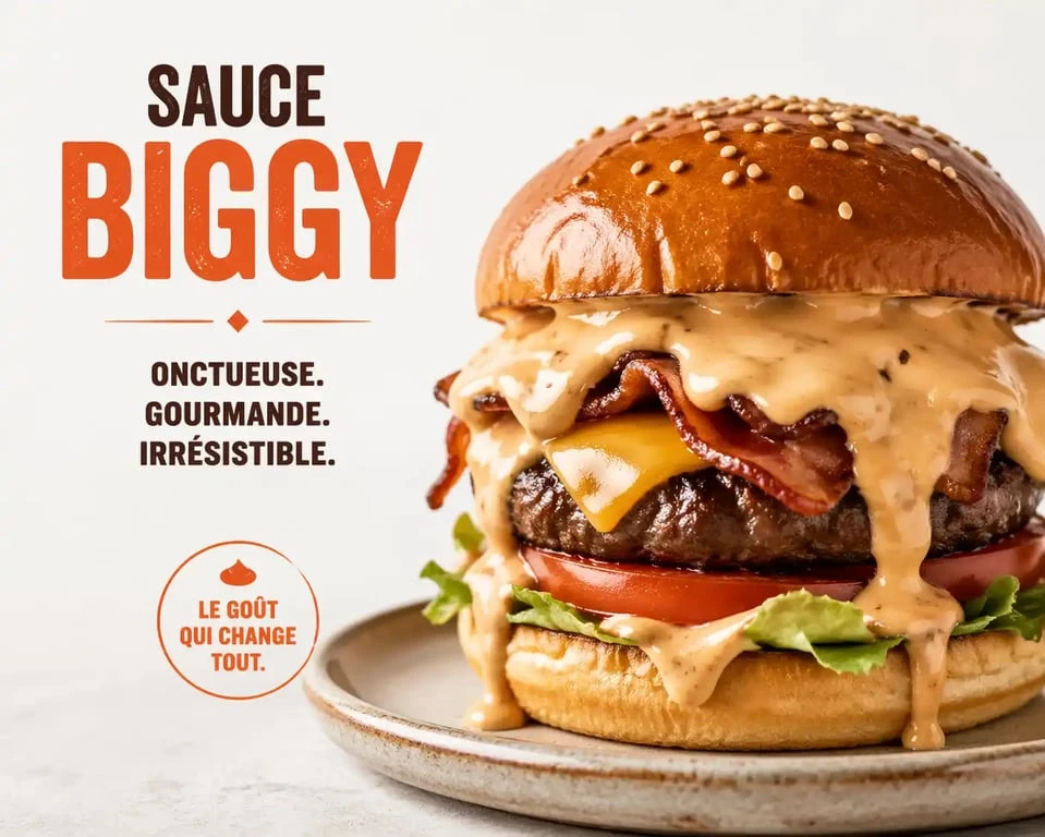 Burger gourmand nappé de sauce Biggy maison pour une recette savoureuse