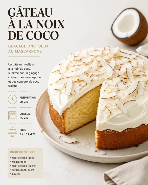 Gâteau à la noix de coco moelleux et gourmand