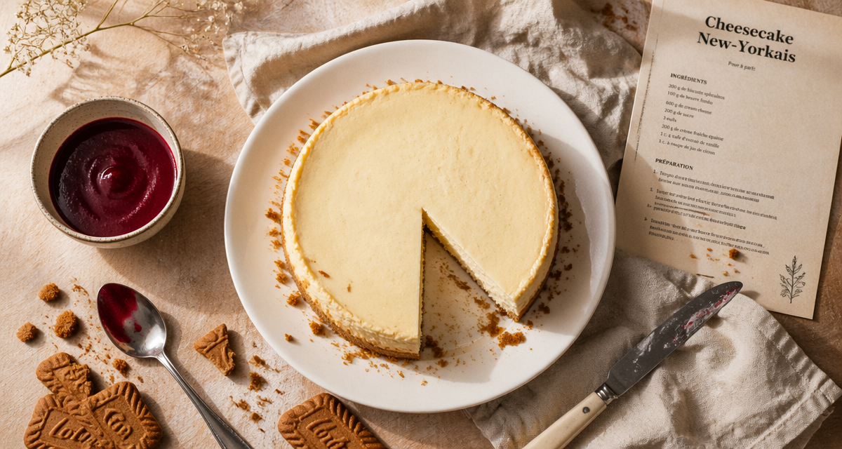 recette cheesecake new-yorkais crémeux avec spéculoos et coulis