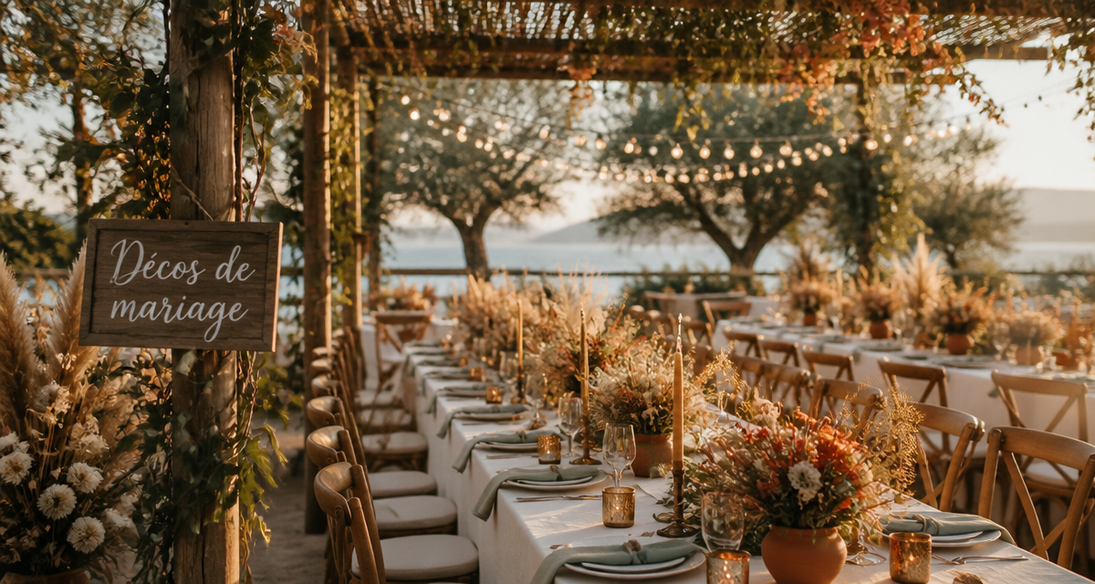 decos de mariage table extérieure festive
