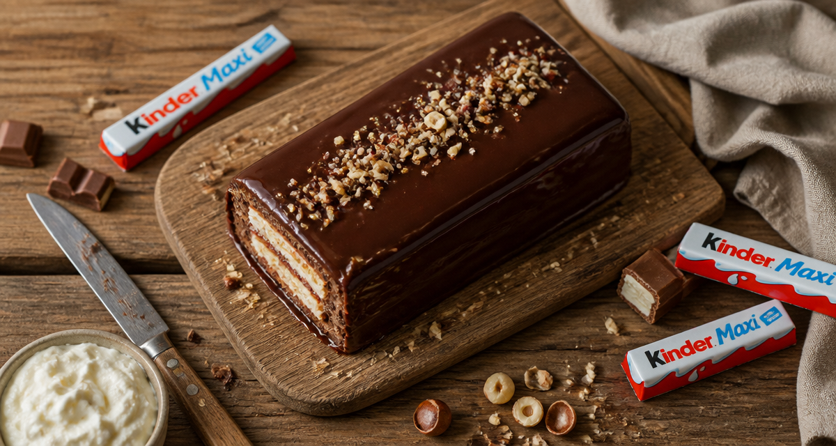 gateau kinder maison glaçage chocolat