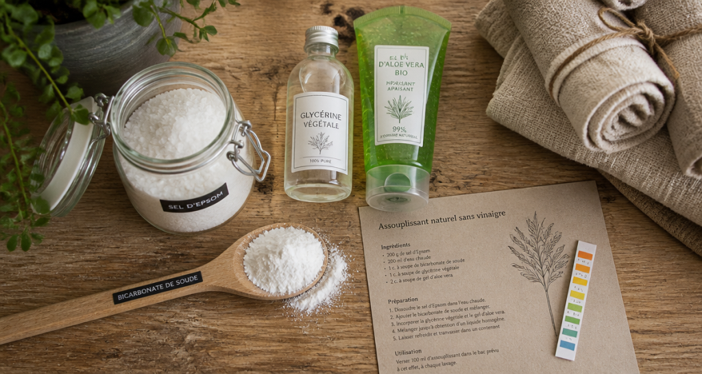 Assouplissant maison sans vinaigre en bocal, ingrédients naturels