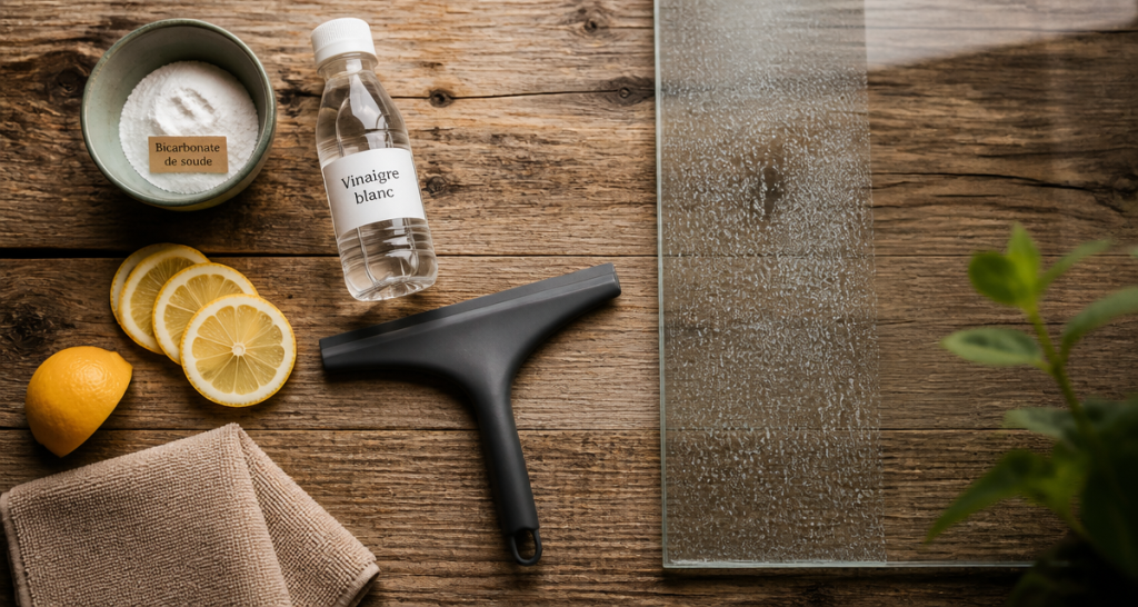 Enlever le calcaire sur les parois de douche avec produits naturels